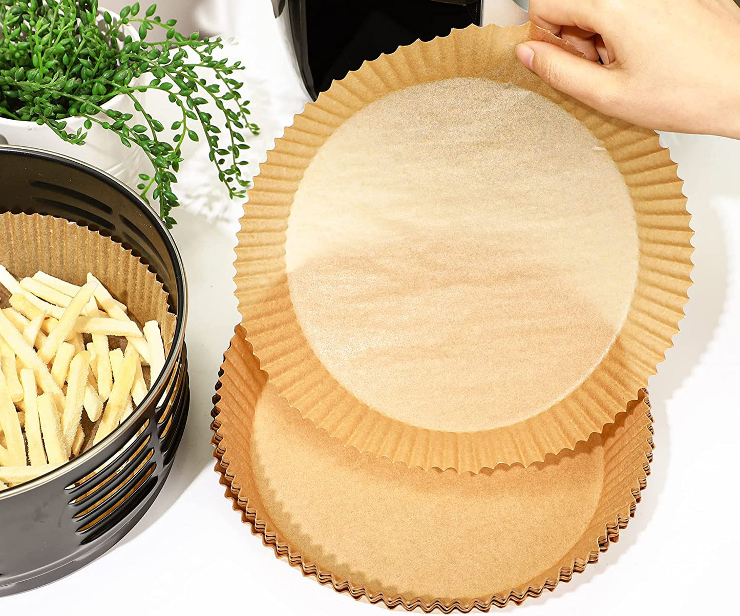 Webake 9.45 inches non-stick parchment paper disposable air fryer liners (50pcs)