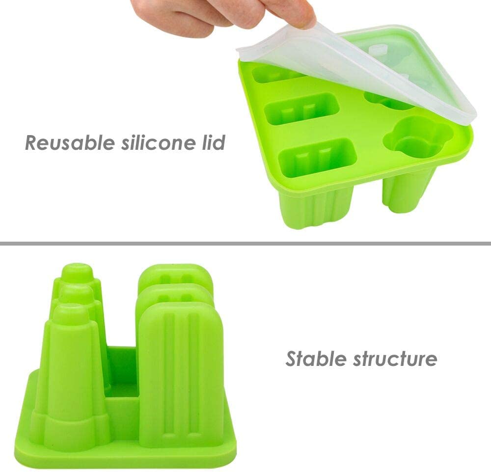 Webake 6 Cavity Ice Cream Frozen silicone Popsicle molds (50 Wooden Sticks)