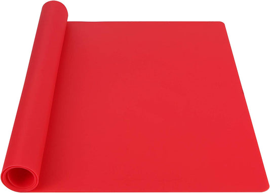 Webake 23.6" x 15.7" nonstick heat resistant countertop large pastry silicone mat (Red)
