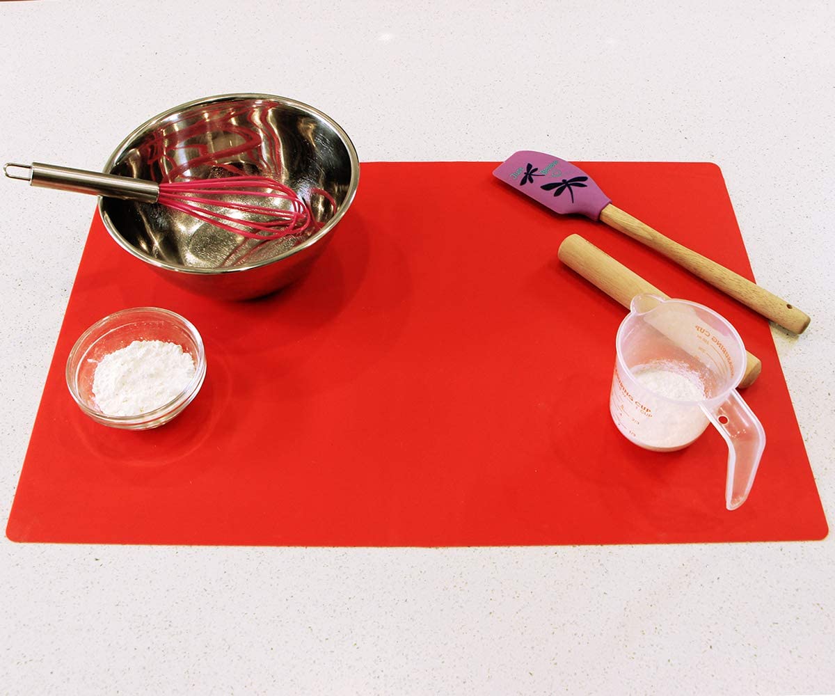 Webake 23.6" x 15.7" nonstick heat resistant countertop large pastry silicone mat (Red)
