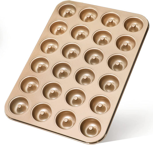 Webake Non-stick 24-Cavity Heavy Gauge Bite Size Inch Mini Donut Pan for Baking
