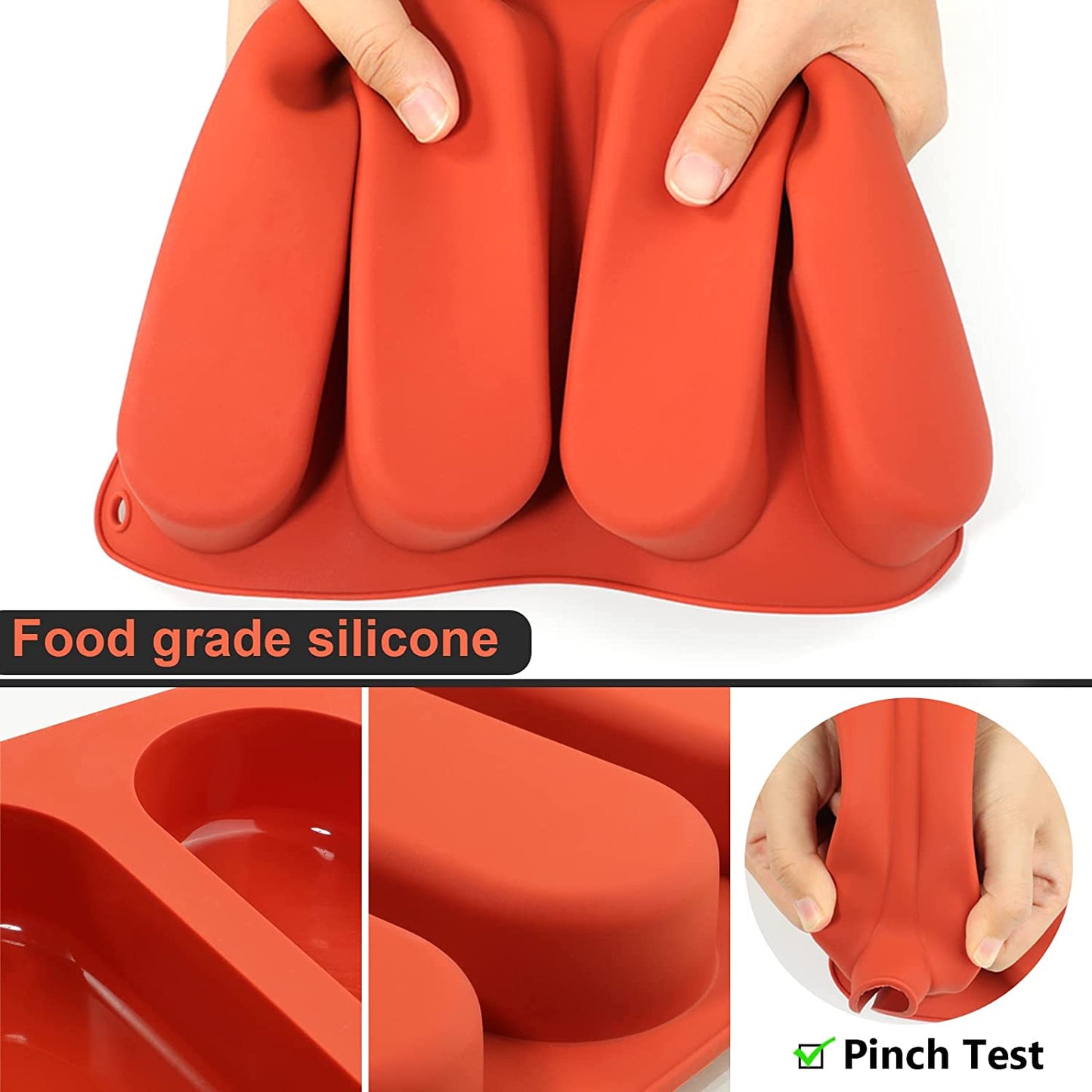 Webake Nonstick Silicone Hot Dog Sandwich Bread Bun Molds (2 Pack)