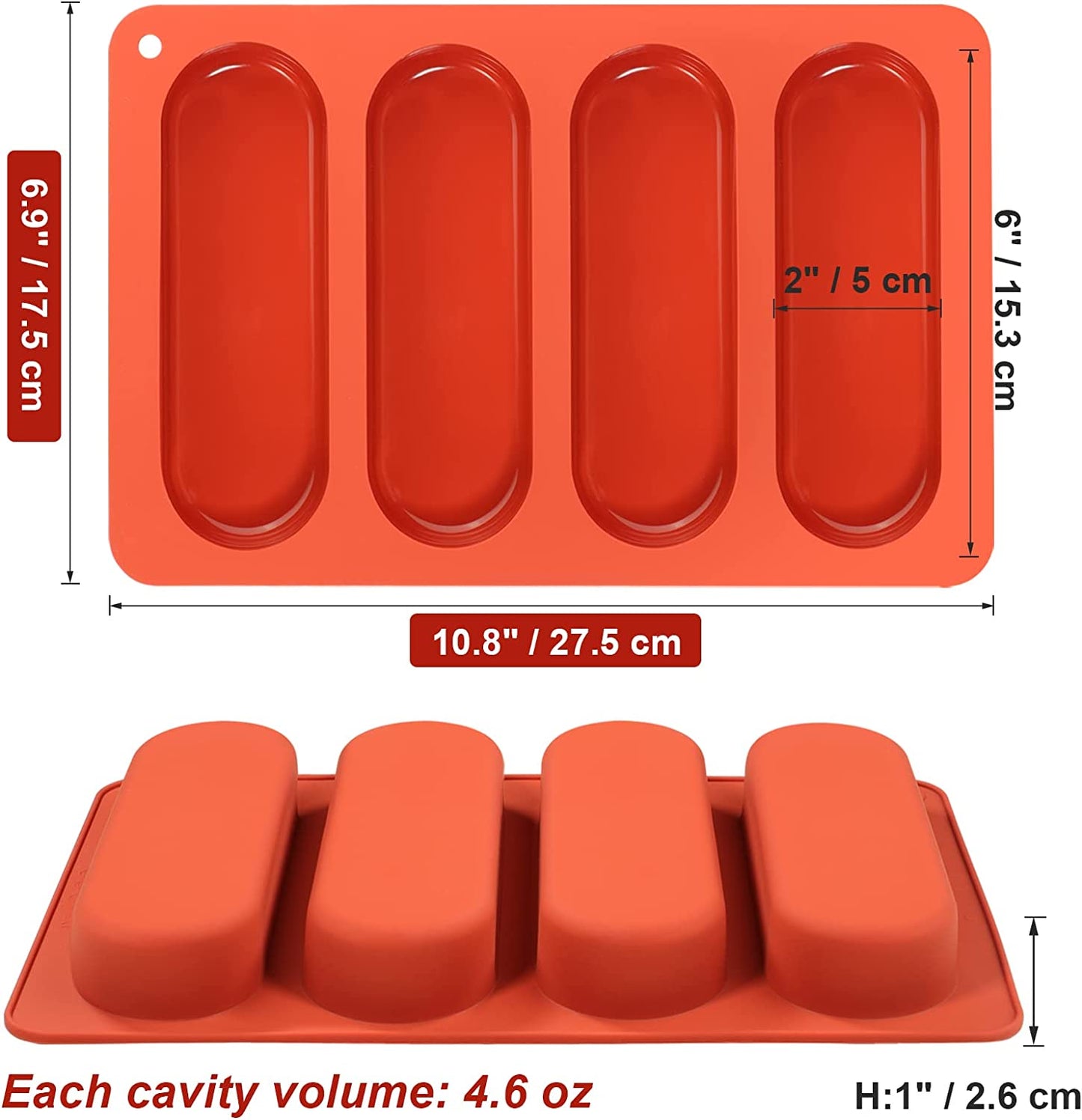 Webake Nonstick Silicone Hot Dog Sandwich Bread Bun Molds (2 Pack)