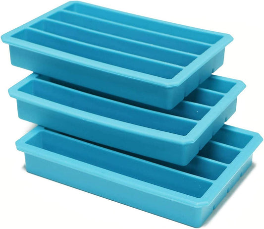 Webake 12 cavity long strip water bottles slicone ice cube trays mold,Pack of 3
