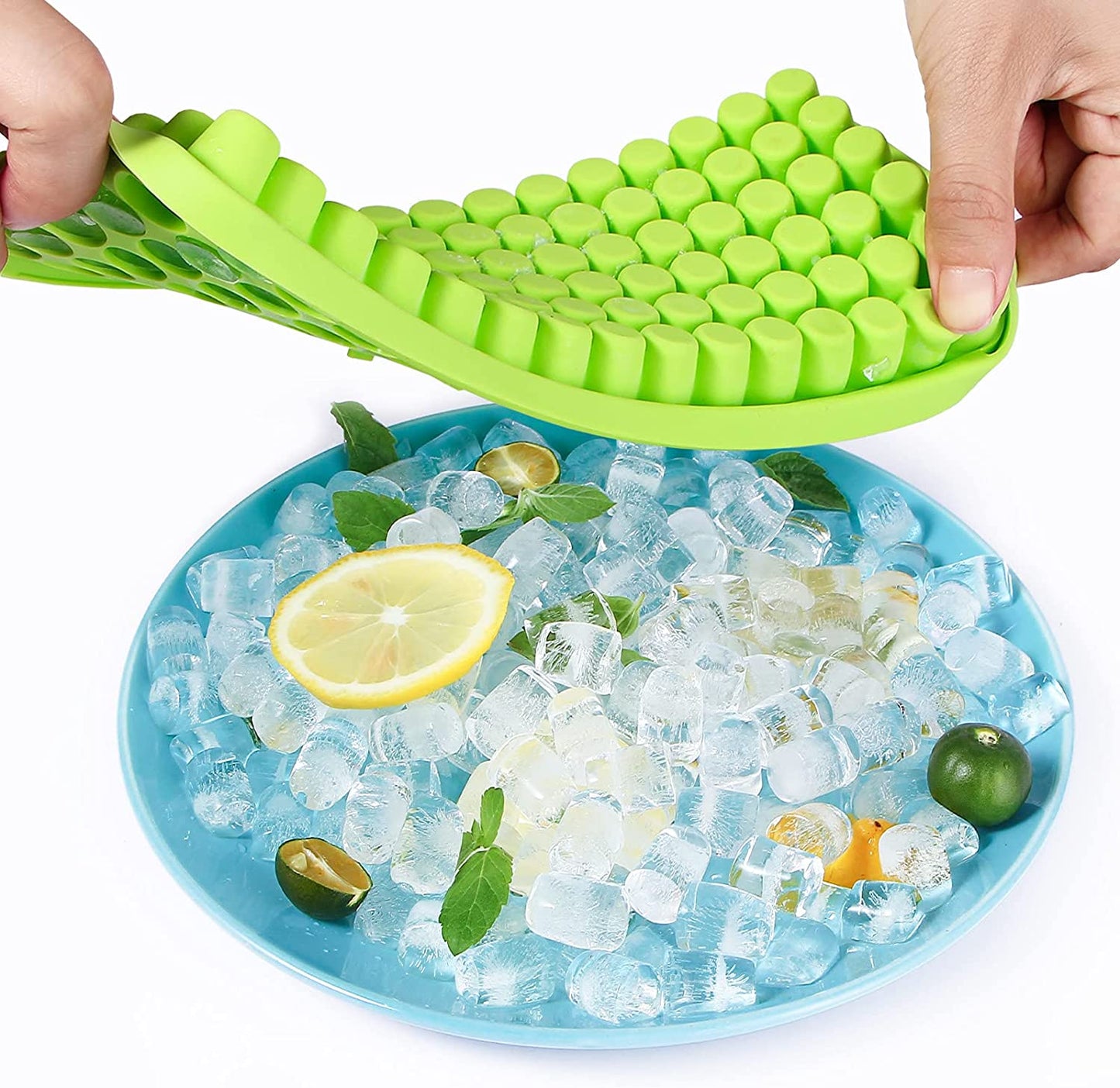 Webake stackable silicone mini tiny 90 grids crushed ice cube nugget molds with Lid,2 Pack