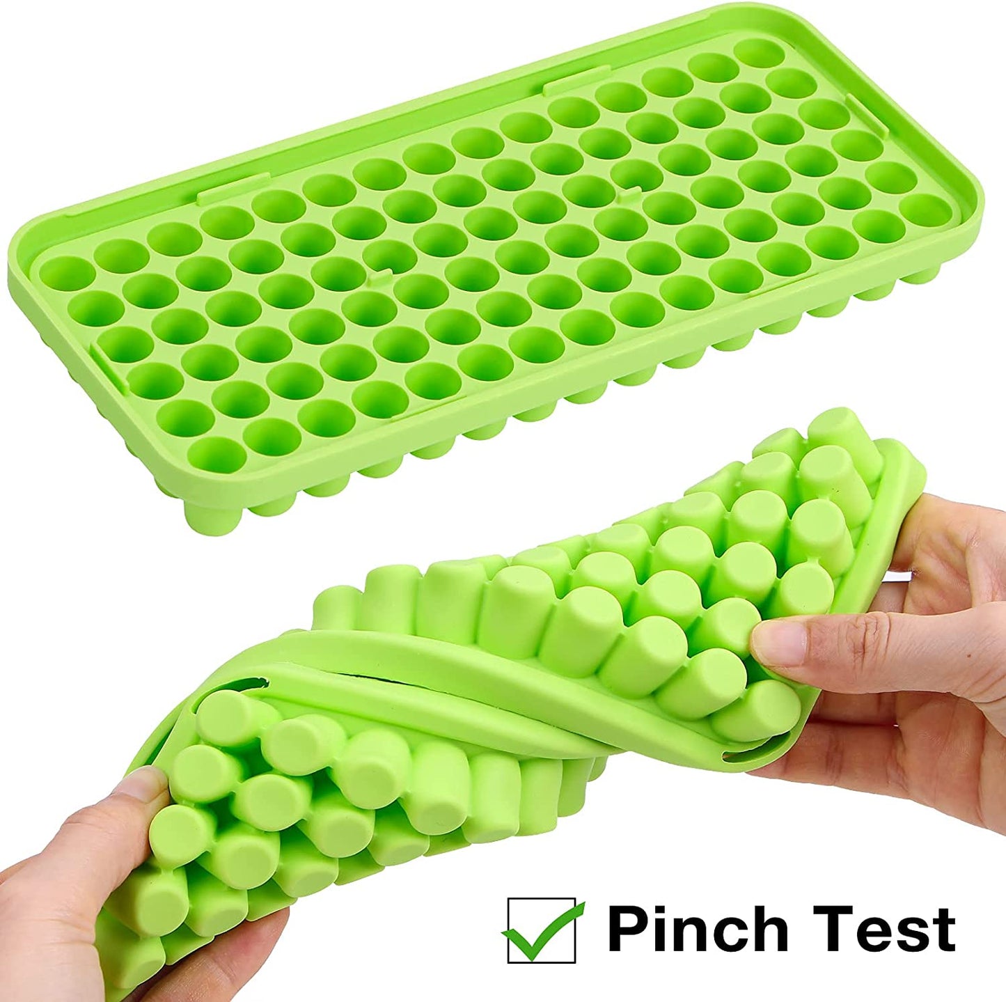 Webake stackable silicone mini tiny 90 grids crushed ice cube nugget molds with Lid,2 Pack