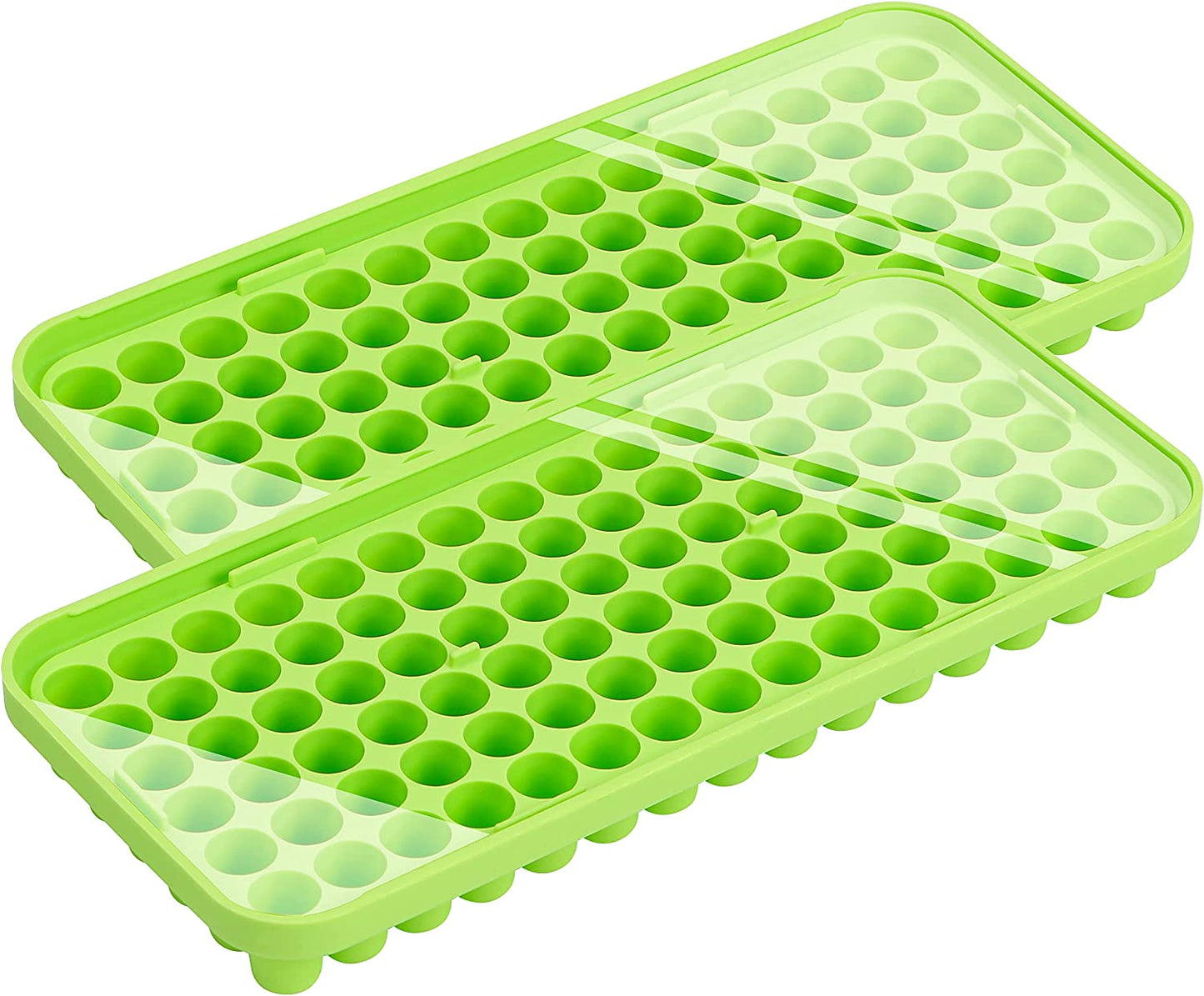 Webake stackable silicone mini tiny 90 grids crushed ice cube nugget molds with Lid,2 Pack