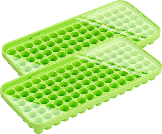 Webake stackable silicone mini tiny 90 grids crushed ice cube nugget molds with Lid,2 Pack