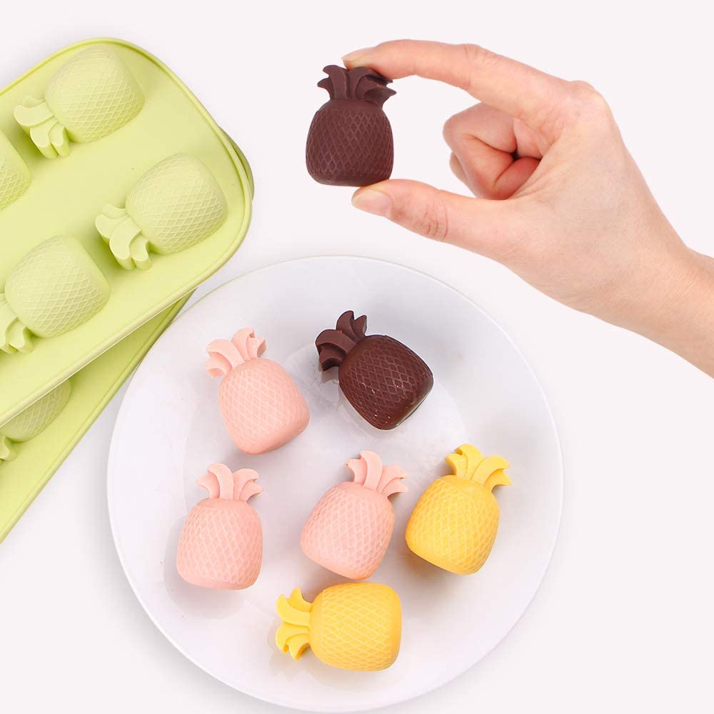Webake 8 Cavity Pineapple Silicone Ice Cube Molds,Pack of 3