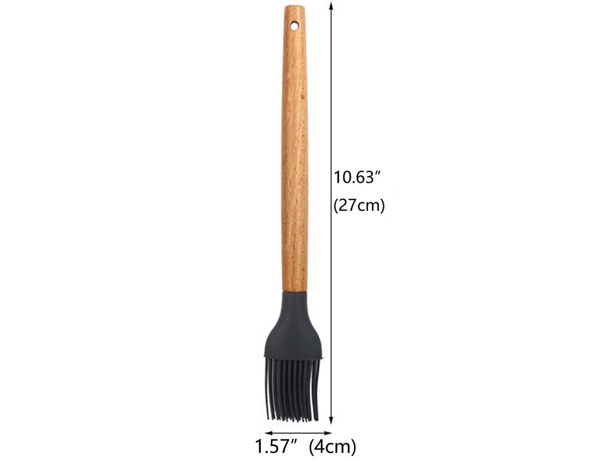 Webake Wooden Handle Non-Stick Silicone Brush Utensils (10.63"x1.57")