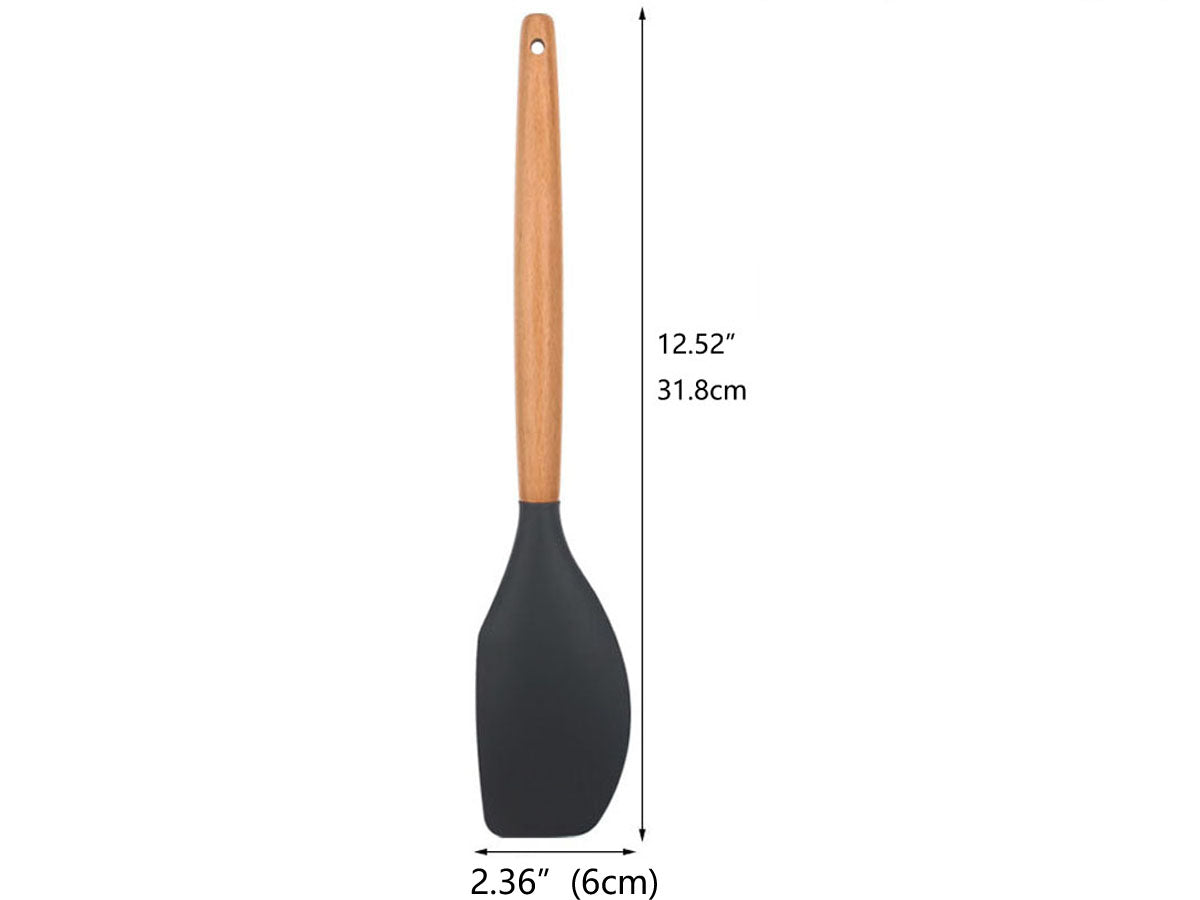 Webake Wooden Handle Non-Stick Silicone Cooking Spatula Utensils (12.52"x2.36")