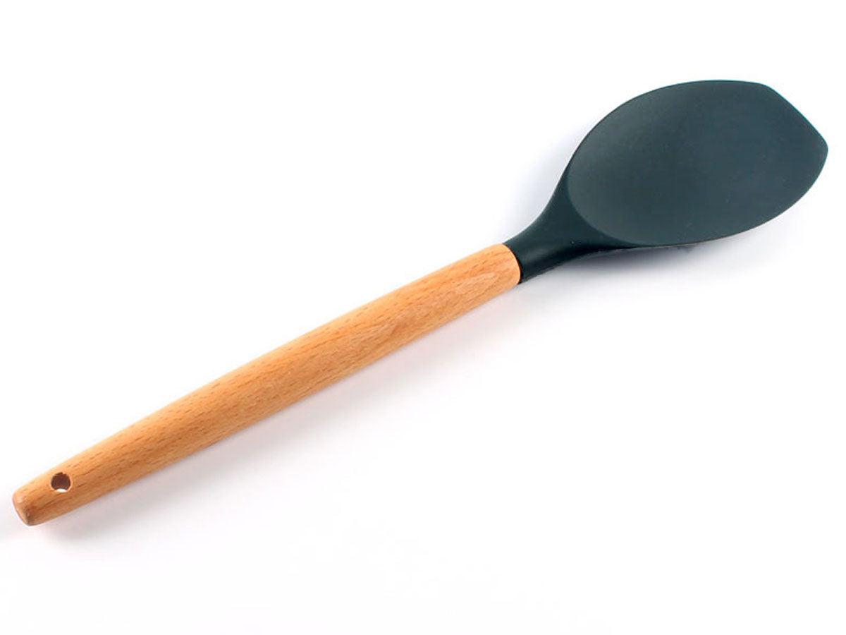 Webake Wooden Handle Non-Stick Silicone Spoon Spatula (12.52"x2.68")