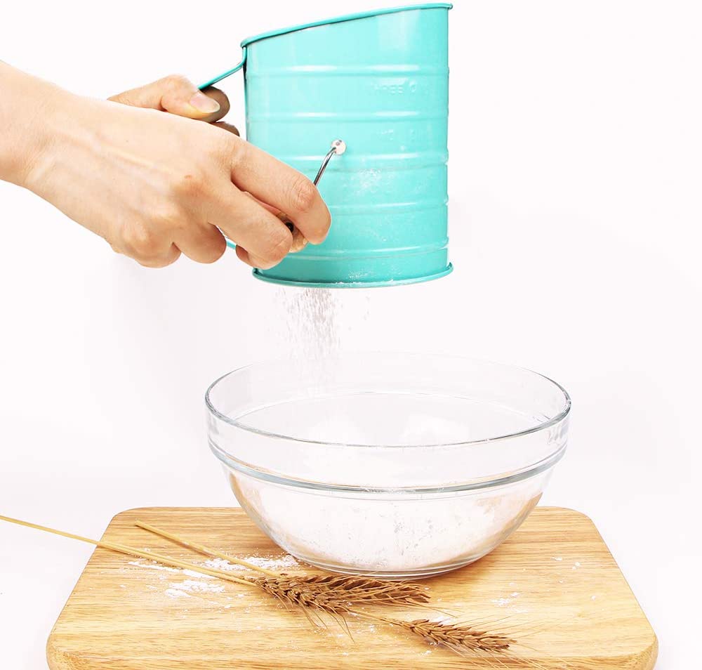 Webake flour sifter 3 cup stainless steel baking sifter with rotary hand crank