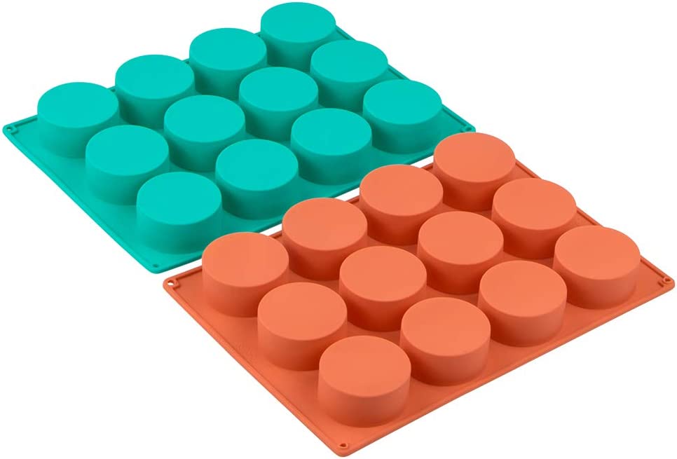 Webake silicone baking round cylinder candy jello cake mini soap candy chocolate molds,Pack of 2