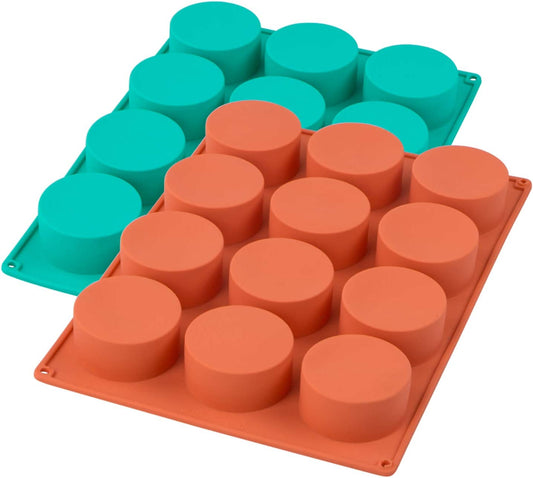 Webake silicone baking round cylinder candy jello cake mini soap candy chocolate molds,Pack of 2