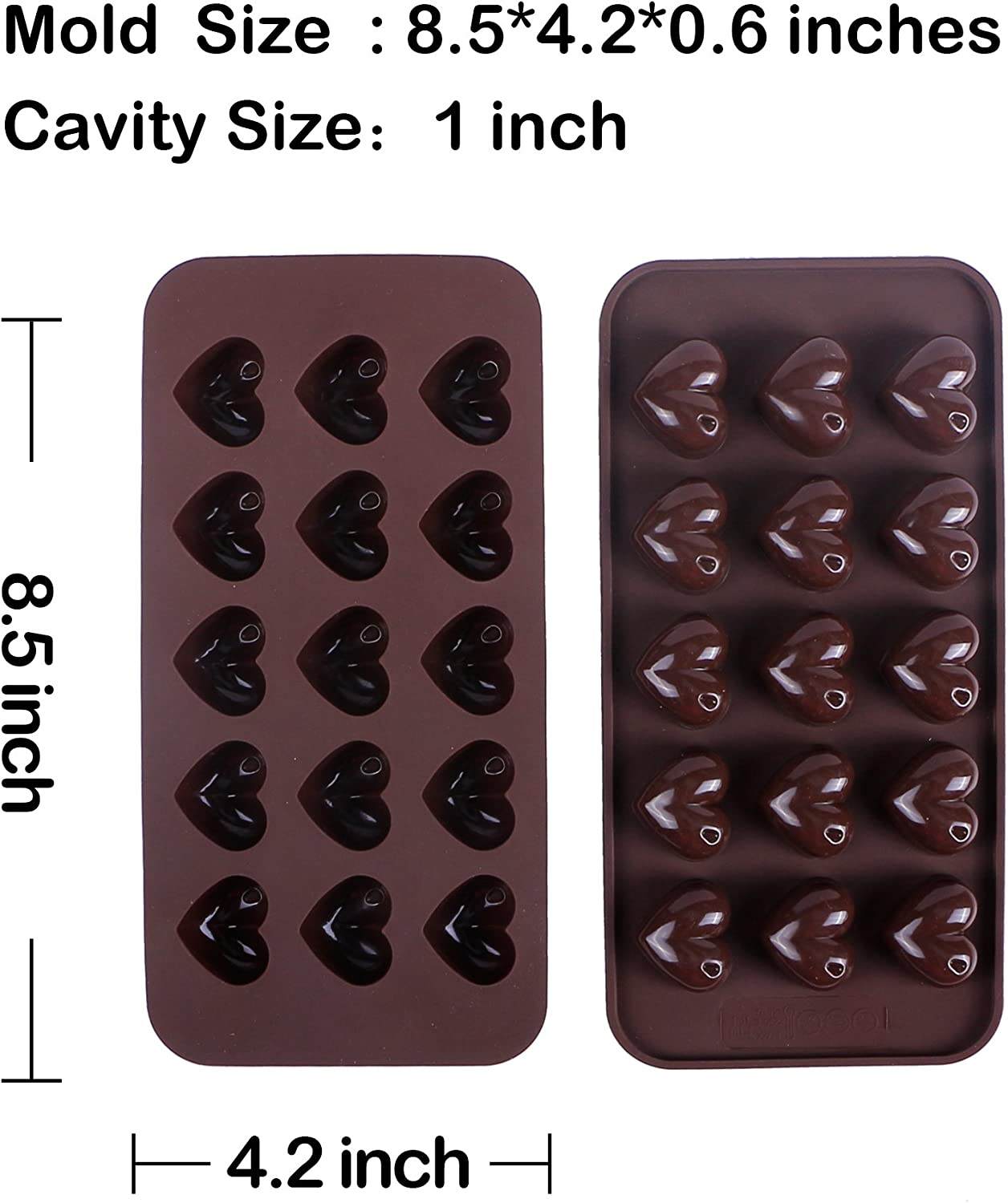 Webake silicone 8.5 inch heart shaped chocolate mold for toffee Valentine (2 pack)