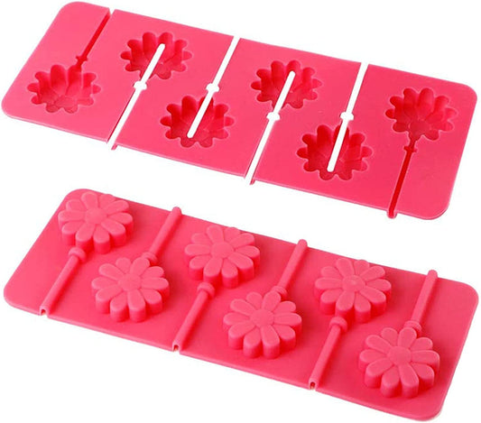 Webake silicone lollipop 2 pack hard candy flower shaped easy release candy chocolate molds (European food grade)