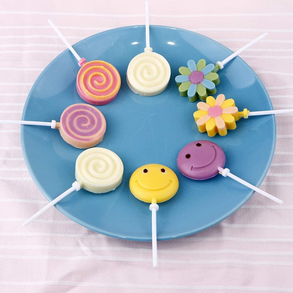 Webake silicone lollipop 2 pack hard candy flower shaped easy release candy chocolate molds (European food grade)