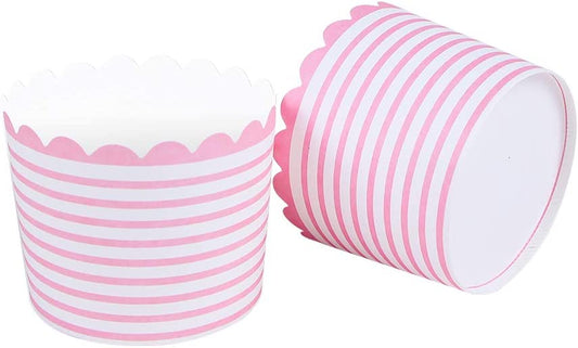 Webake 6oz mini pink stripe paper muffin 6oz cupcake baking mould