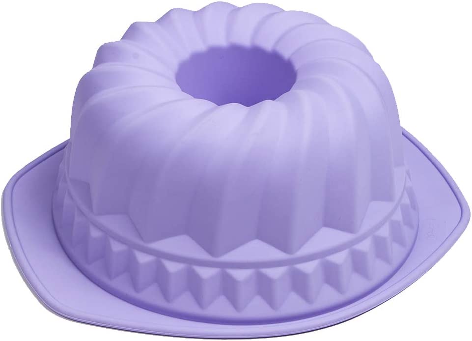 Webake red 9 inch silicone bundt cake mold non stick fluted pan