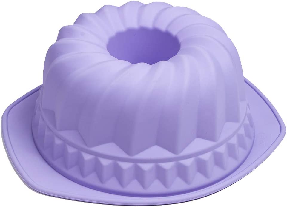 Webake Silicone Fluted Tube Pan Non-Stick Kugelhopf Cake 9 inch Silicone Baking Mold - Violet