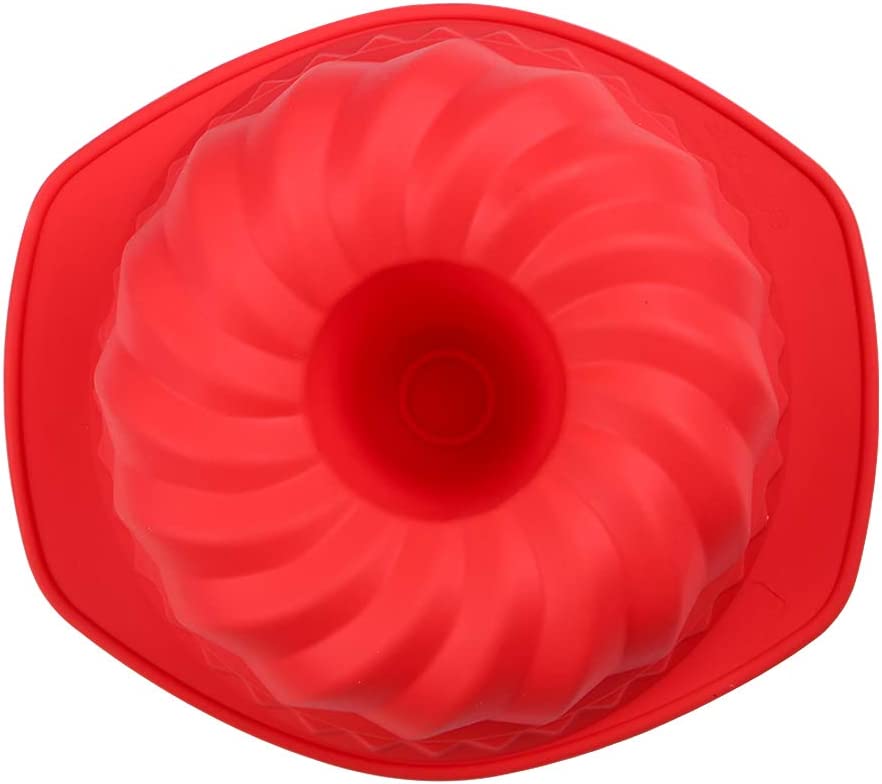 Webake red 9 inch silicone bundt cake mold non stick fluted pan
