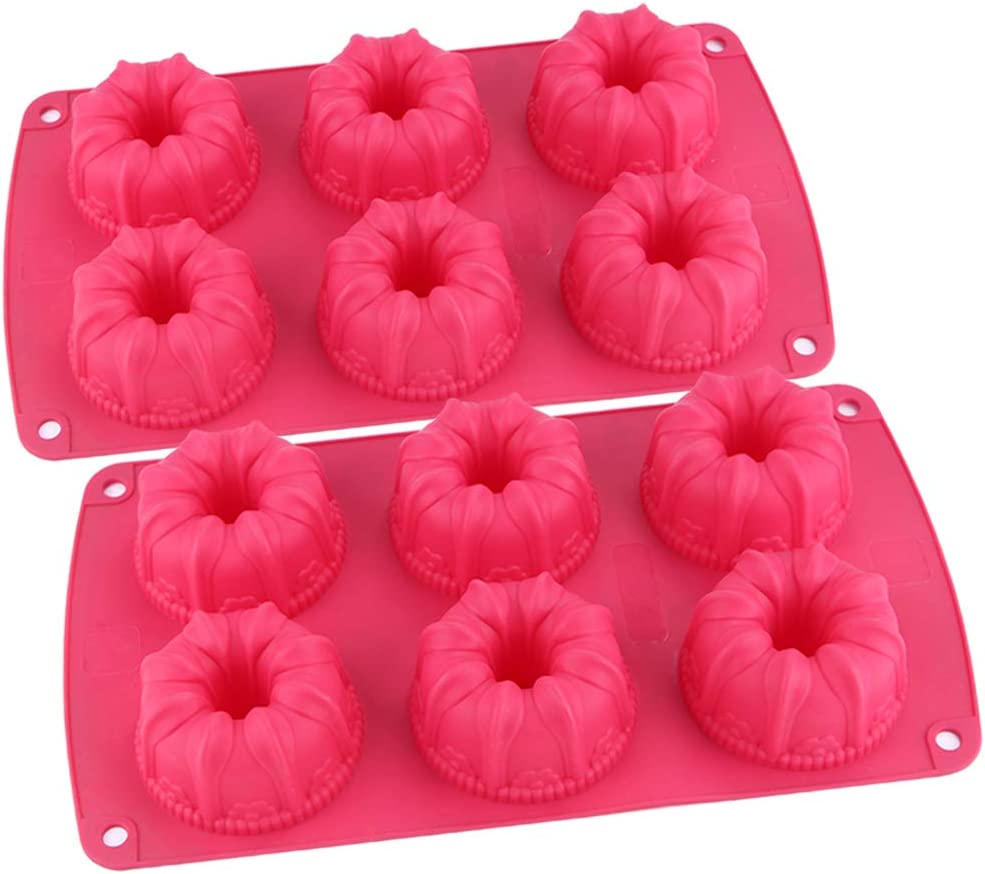 Webake non-stick silicone mini bundt cake maker fluted cake pan,Pack of 2