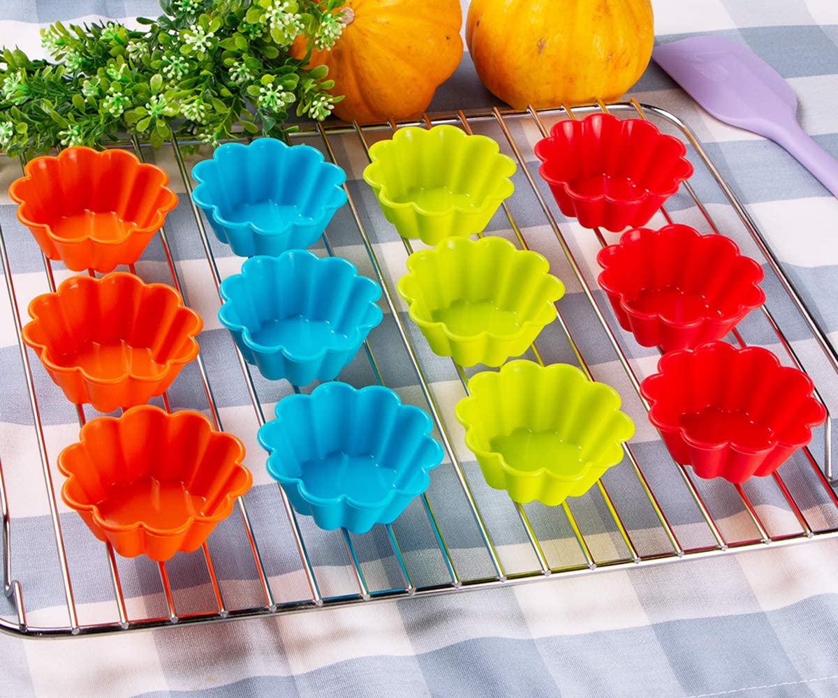 Webake Silicone Baking Cups Cupcake Liners Muffin Tin, 3 Inch Brioche Molds Pack of 12