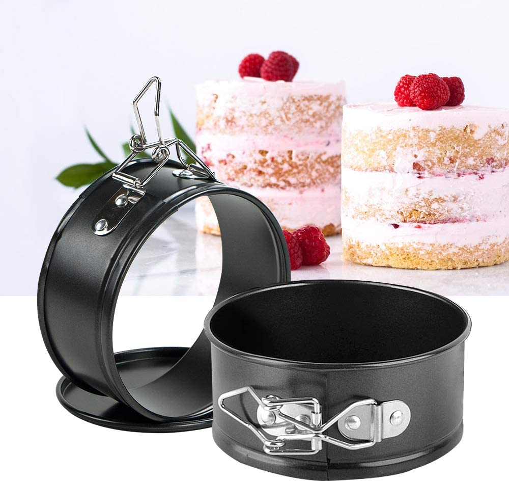Webake 4.3 inch mini Cheesecake removable bottom deep round springform cake pan,set of 2