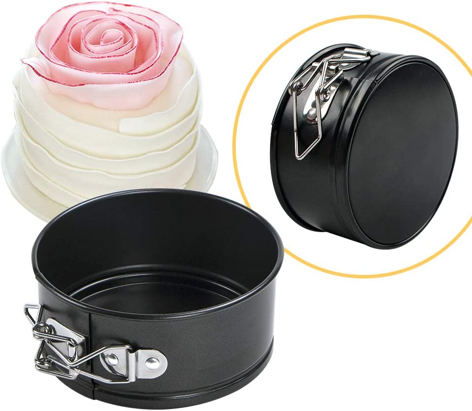 Webake 4.3 inch mini Cheesecake removable bottom deep round springform cake pan,set of 2