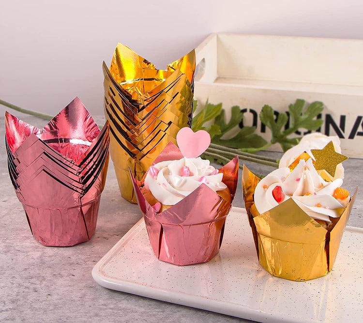 Webake Large Paper Baking Cups, 6oz Cupcake Muffin Cases Jumbo Cupcake  Liners, Set of 25 Pink Cupcake Liners for Valentine's Day, Wedding - Yahoo  Shopping