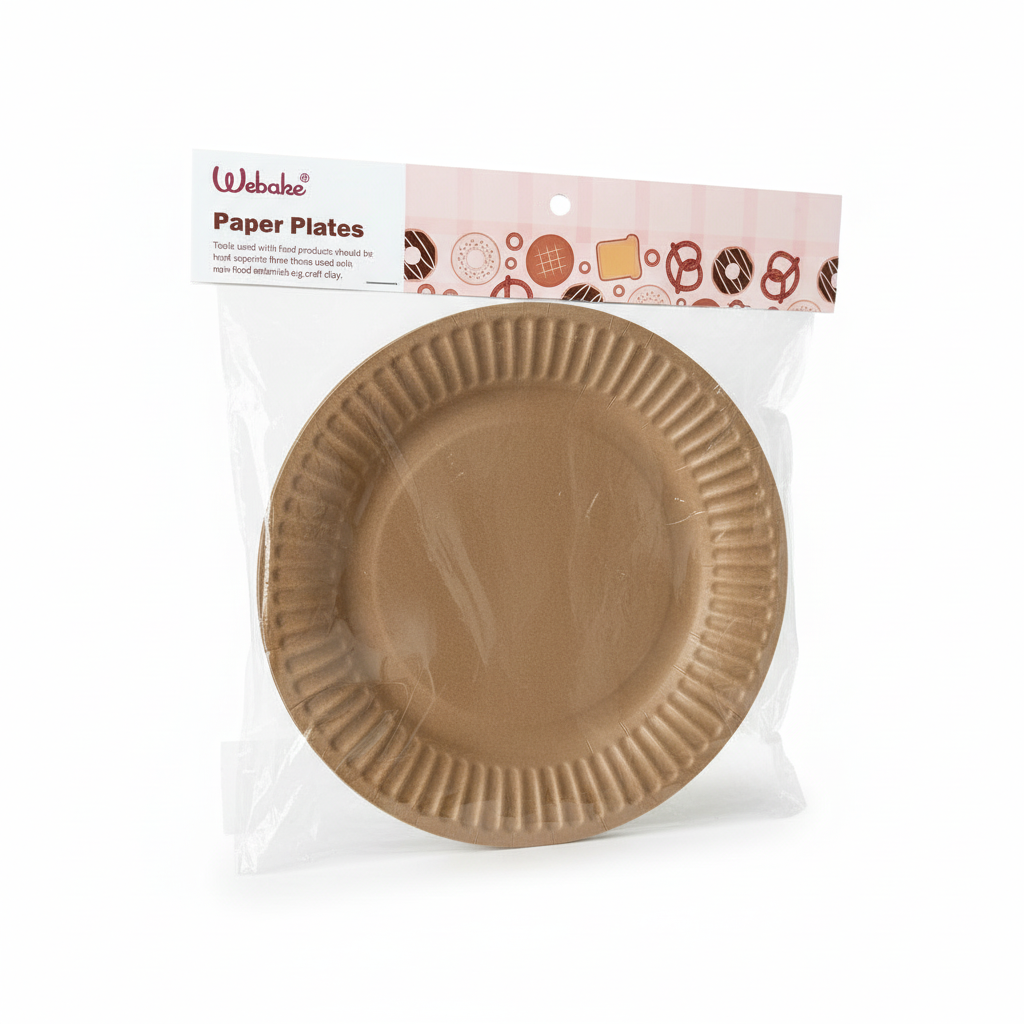 Convenient Disposable Brown Kraft Paper Plates - Unbleached and Uncoated 8.5-inch - 30 Count