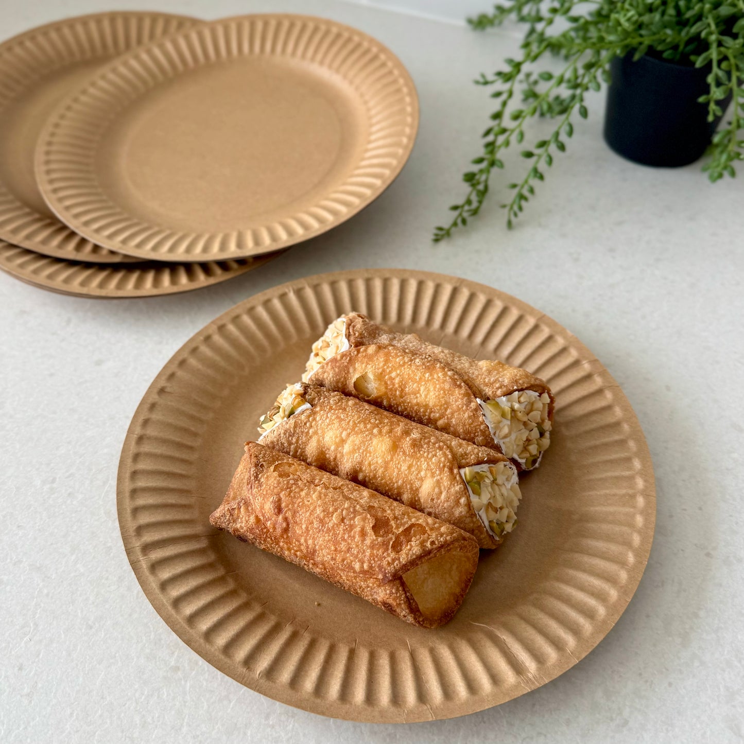 Convenient Disposable Brown Kraft Paper Plates - Unbleached and Uncoated 8.5-inch - 30 Count