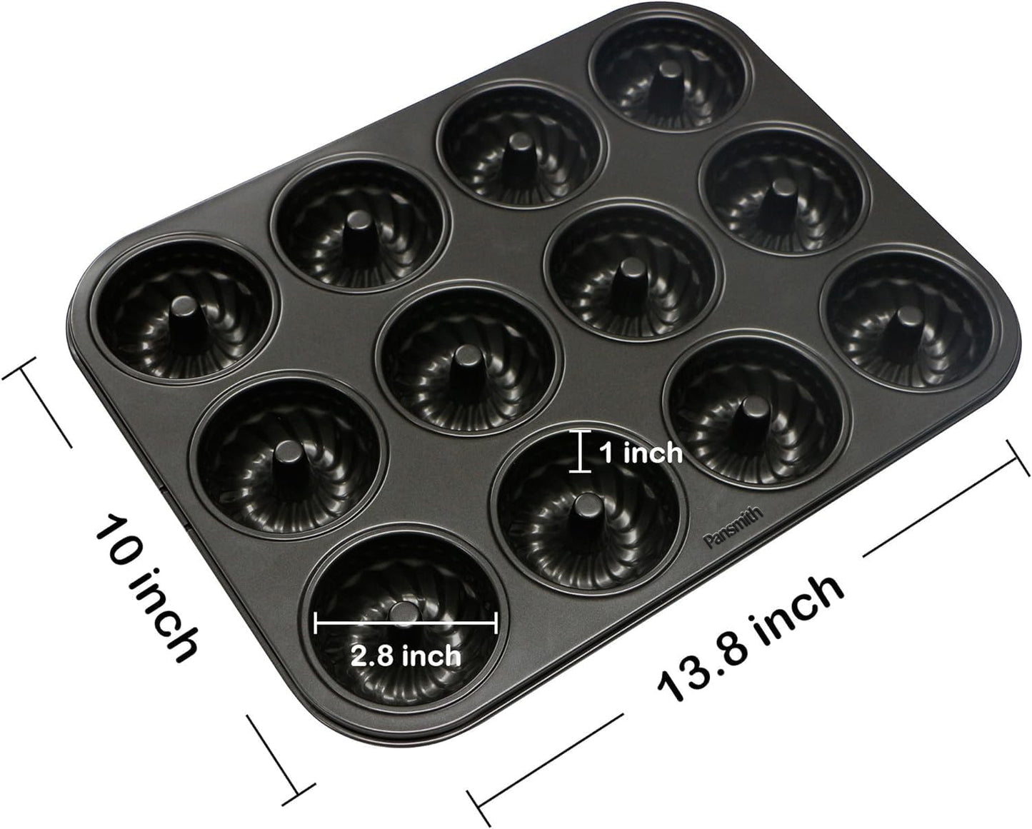 Mini Fluted Tube Cake Pan, Non-Stick 2.8 Inch Cake Baking Pan, Heavy Gauge Carbon Steel (12-Cavity)