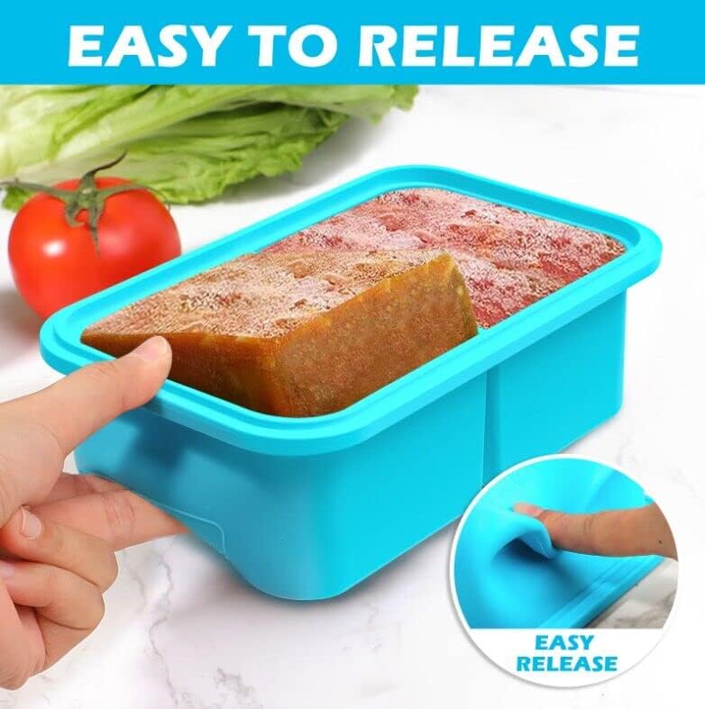Silicone Freezer Container with Lid, Food Storage Container, 2 Cup Tray for Soup Sauce Meal Prep, BPA Free - Blue