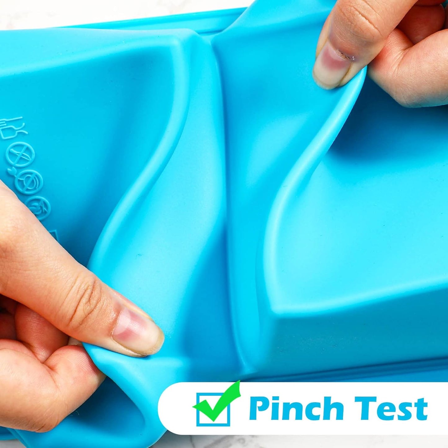 Silicone Freezer Container with Lid, Food Storage Container, 2 Cup Tray for Soup Sauce Meal Prep, BPA Free - Blue