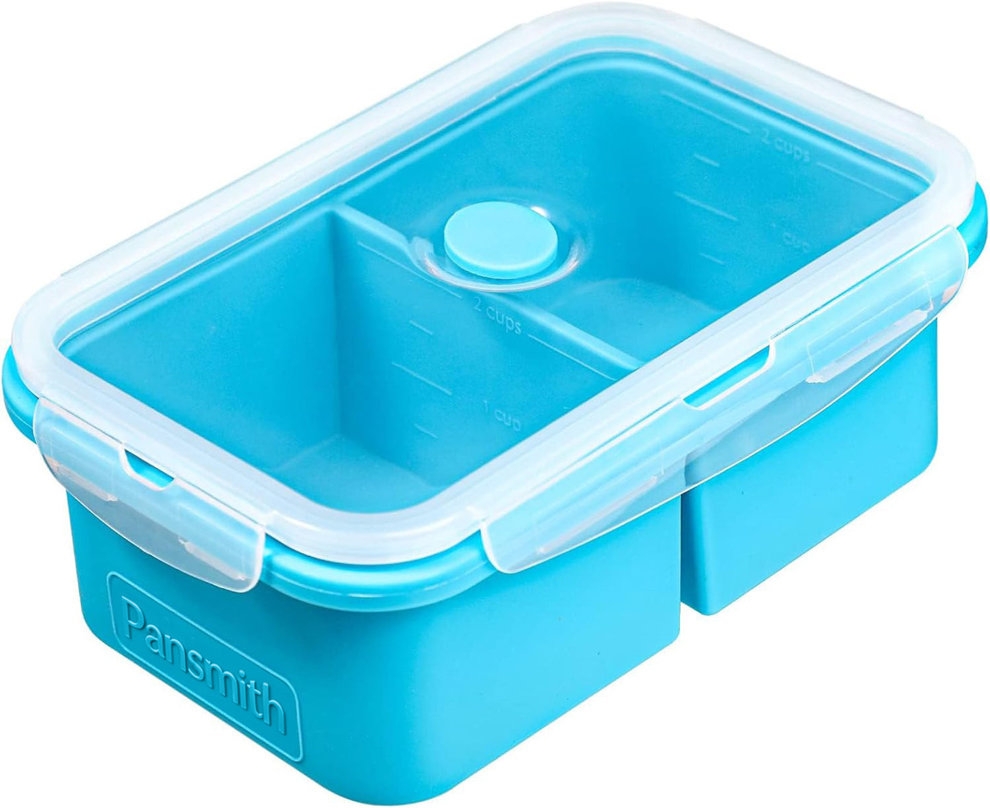 Silicone Freezer Container with Lid, Food Storage Container, 2 Cup Tray for Soup Sauce Meal Prep, BPA Free - Blue