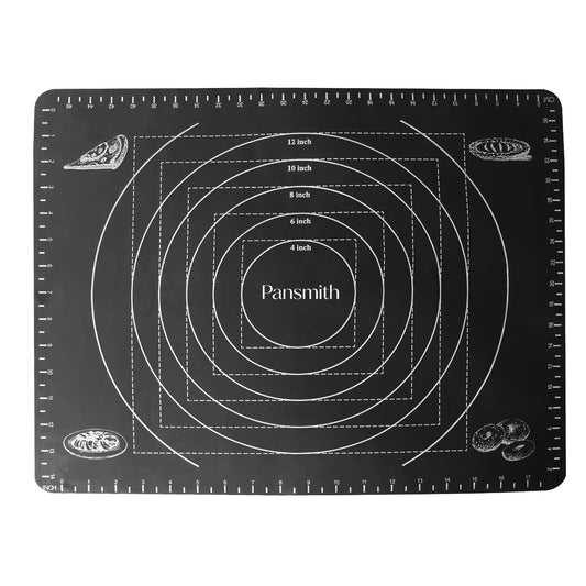 19.6 X 15.7 Inch Silicone Pastry Mat Baking Mat Rolling Dough with Measurements - Black