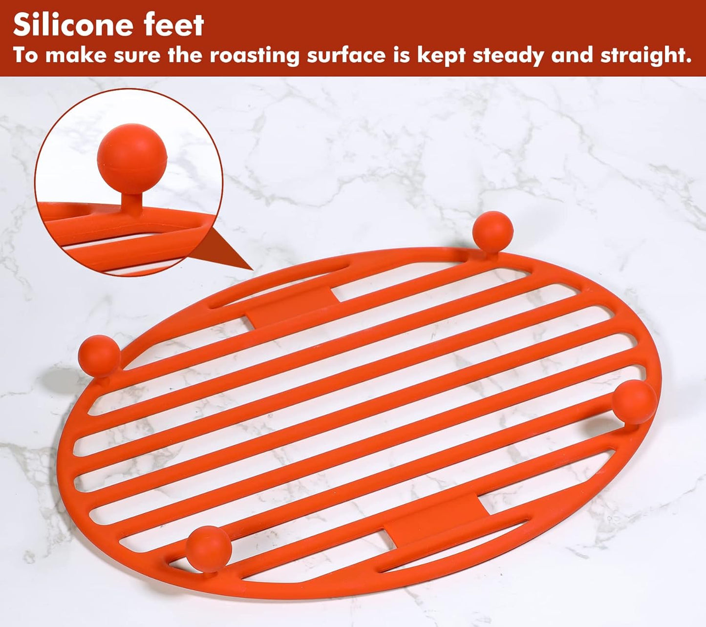 Roasting Rack Oval Silicone 11x8 Inches Cooling Drying Rack Kitchen Cooking Rack for Baking Roasting Pan, Heat-Resistant Silicone Trivet