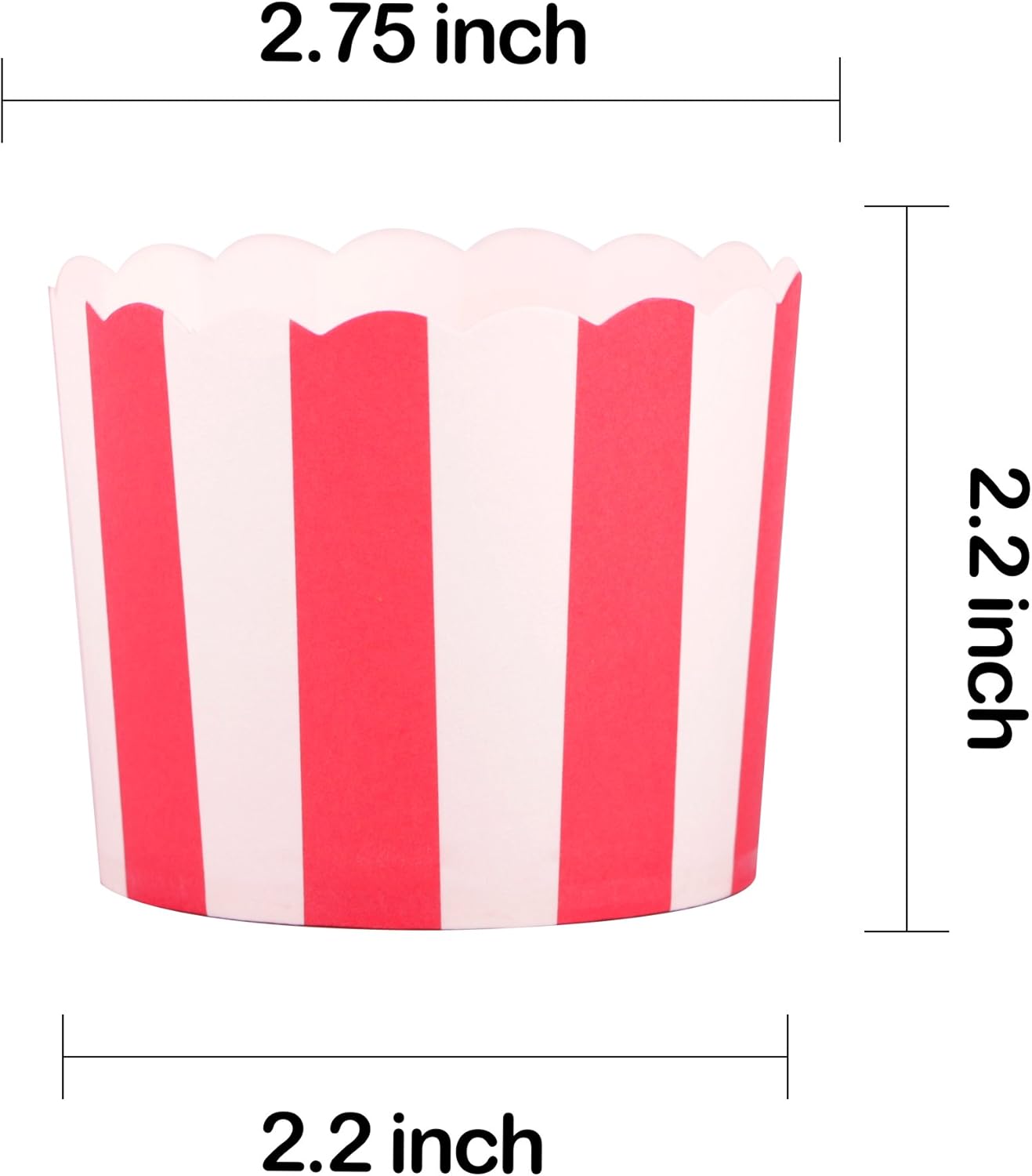 50pcs Full Size 6oz Paper Baking Cups Red Cupcake Liners Paper Snack Cups for Popcorn Cupcake Muffin Case Cupcake Bath Bomb, for Movie Party Decorations Set of 50 (Red Stripe)