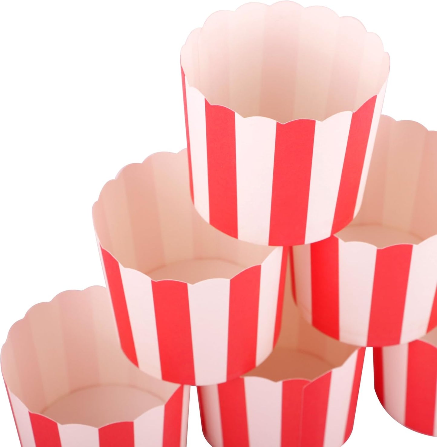 50pcs Full Size 6oz Paper Baking Cups Red Cupcake Liners Paper Snack Cups for Popcorn Cupcake Muffin Case Cupcake Bath Bomb, for Movie Party Decorations Set of 50 (Red Stripe)