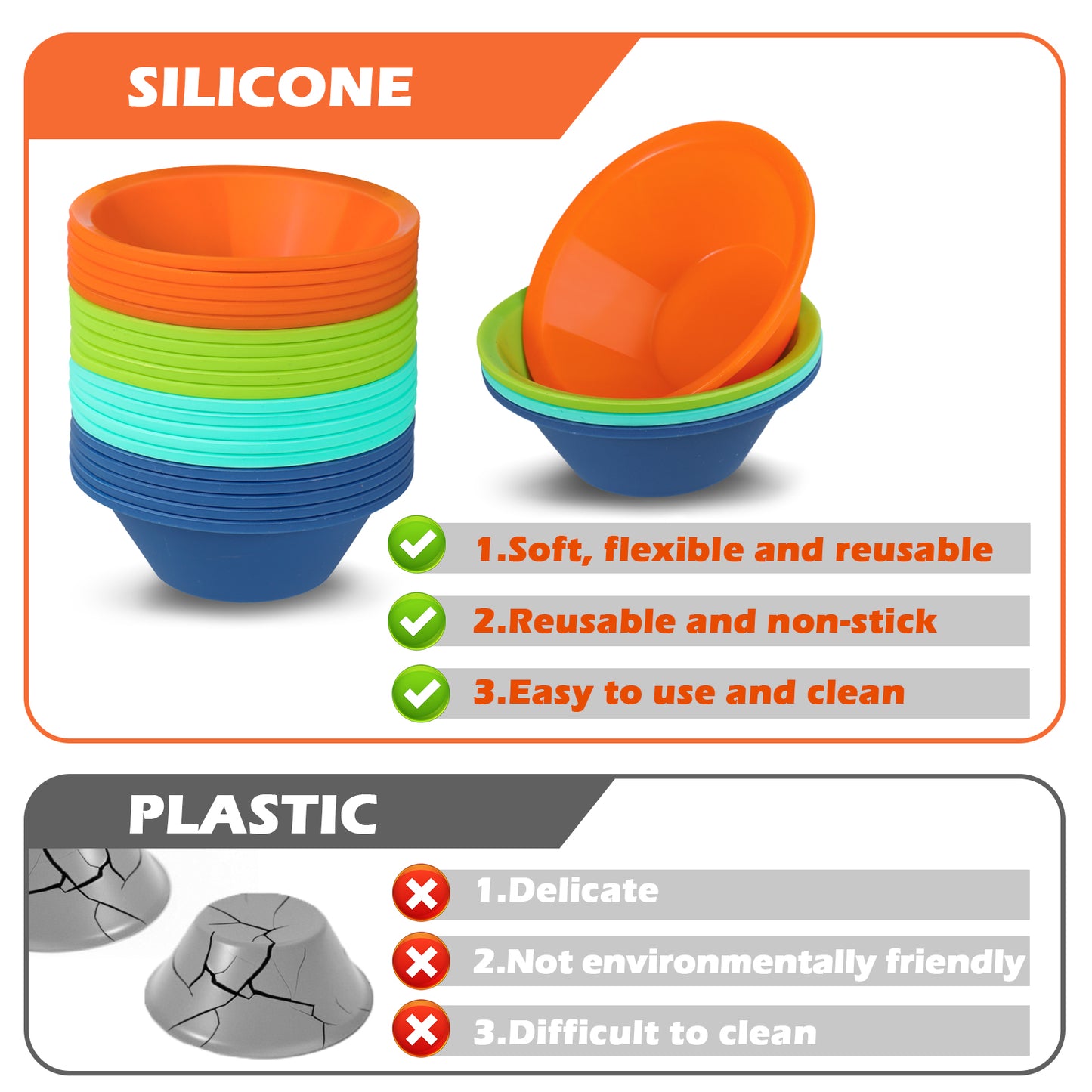 Webake 24 Pcs Platinum Silicone Puto Molder Filipino Medium-Size, 2.75" Reusable Puto Baking Cup for Steamer, BPA-Free & Non-Stick, Plastic Replacement Baking Cup, Great for Bite-Size Muffin, Tart
