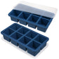 Webake 1/2 Cup Silicone Freezer Tray with Lids, 8-Grid Square Ice Cube Mold, Ideal for Prep & Portion, Large Ice Cube, Storage Soup, Snack, Broth, Leftovers, Pack of 2