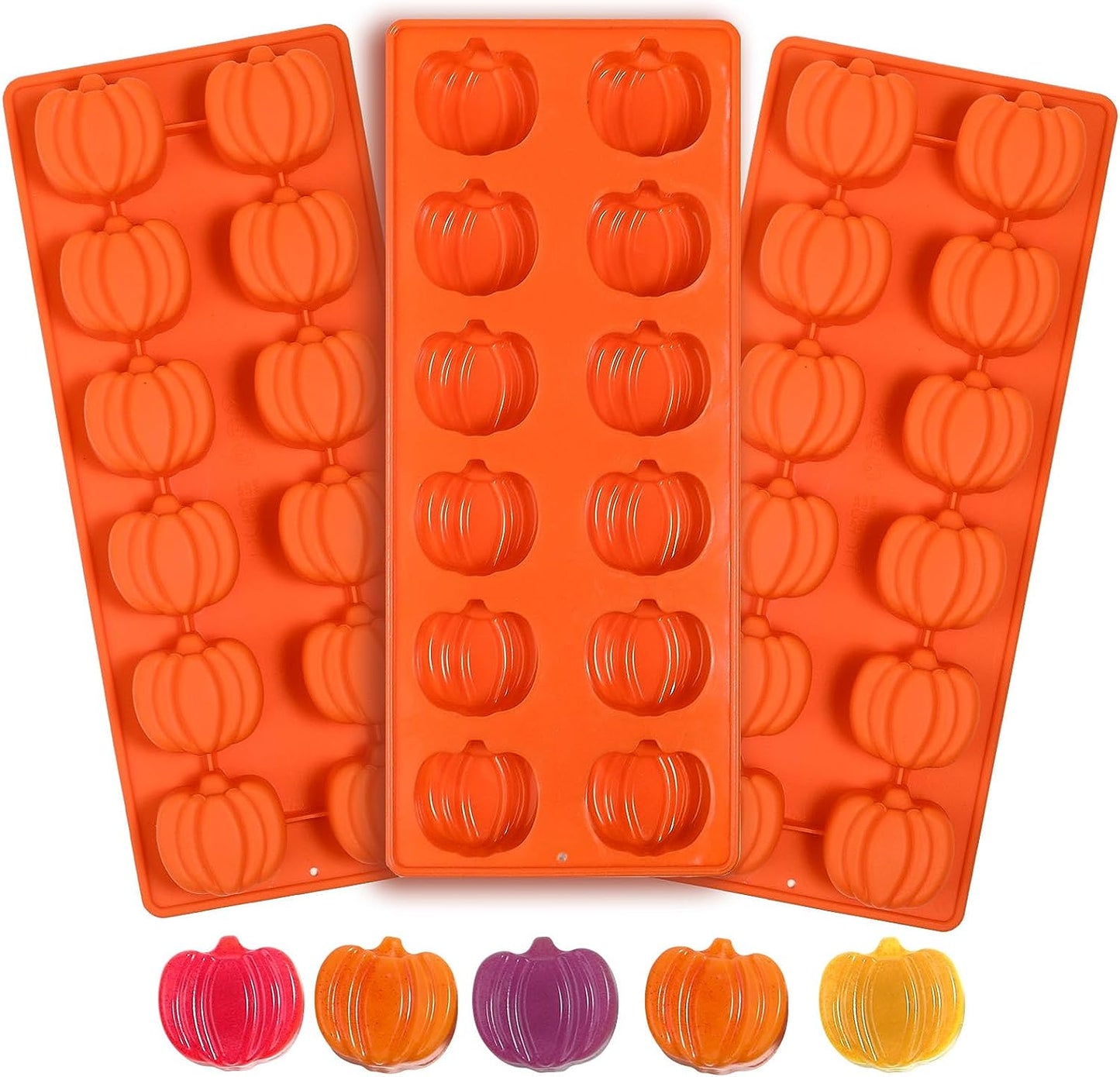 Webake Silicone Pumpkin Chocolate Mold 12 Cavity Halloween Candy Mold (3 PCS)