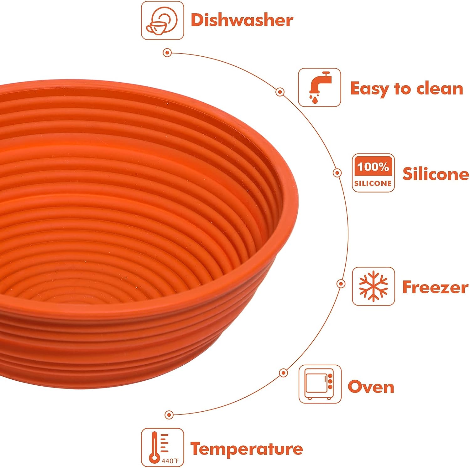 Silicone Bread Proofing Basket,Collapsible Sourdough Starter Set of 9 for  Bread Baking,9 Inch Bread Baking Supplies Dough Proofing Bowl and Tools for