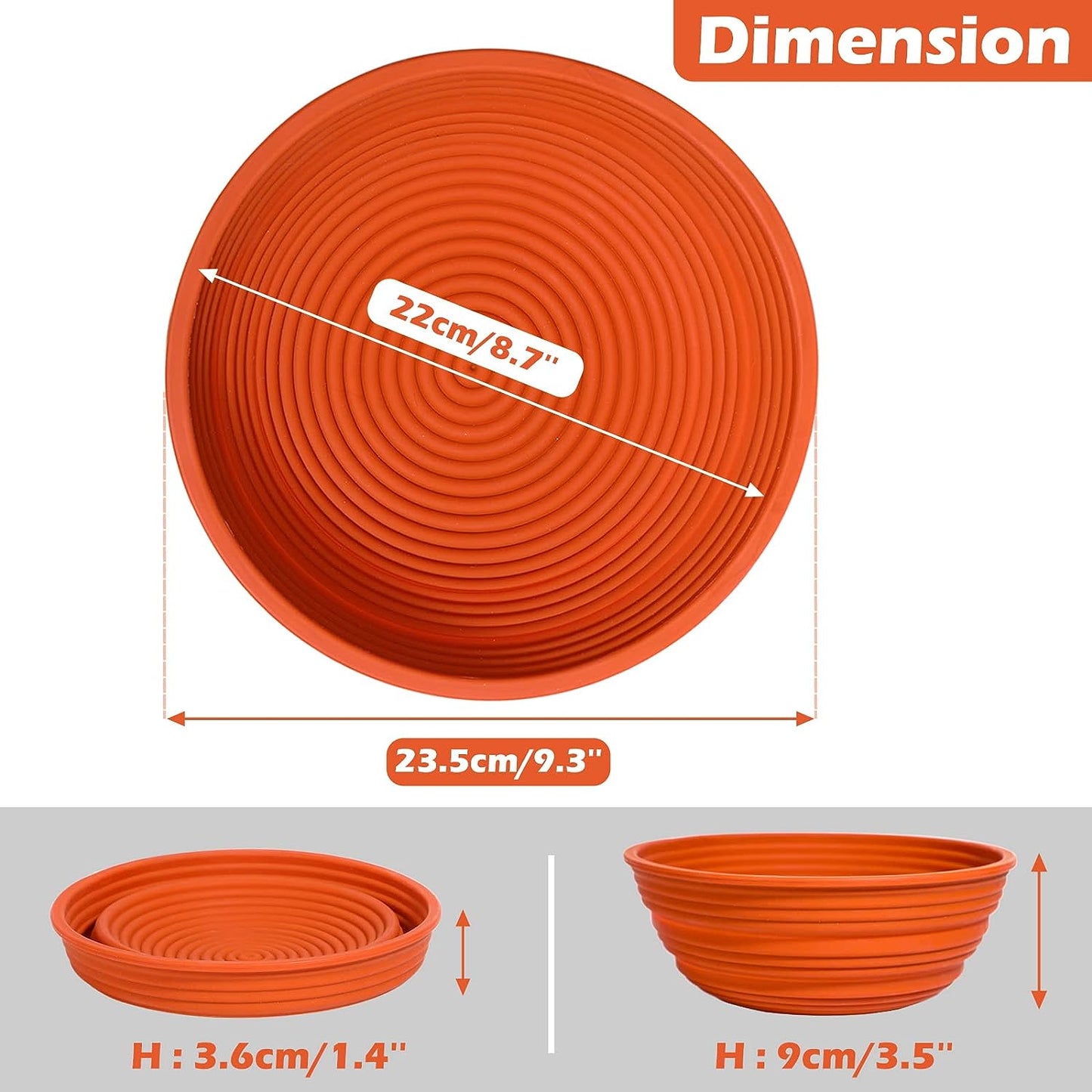 Webake 9 Inch Collapsible Oven Sourdough Silicone Bread Proofing Basket