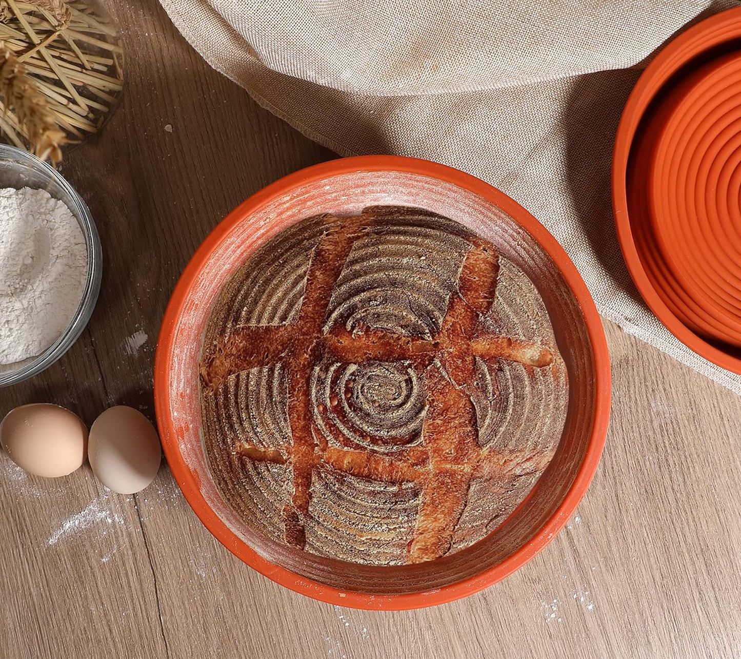 Webake 9 Inch Collapsible Oven Sourdough Silicone Bread Proofing Basket