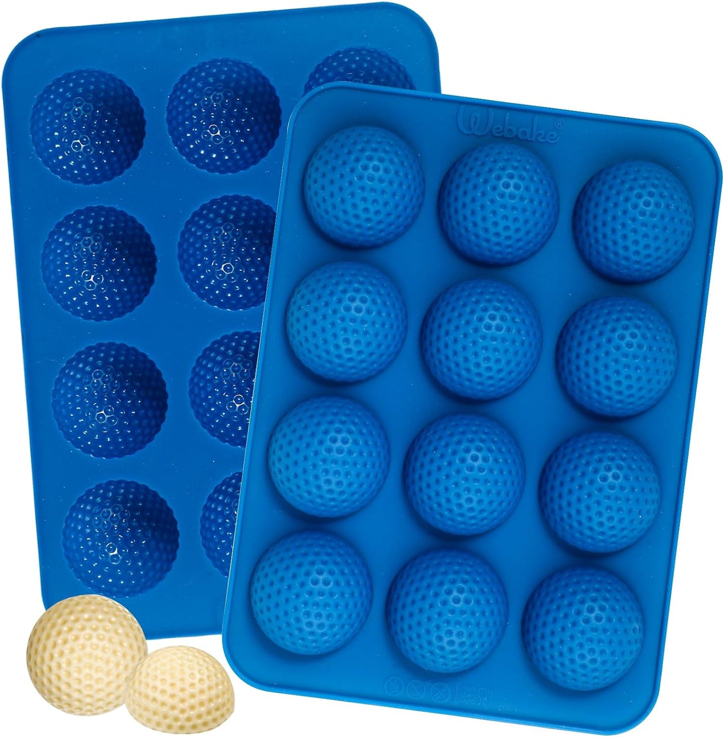 Webake Golf Ball Cake Pop Molds Silicone Golf Ball Chocolate Mold 12-Cavity (Pack of 2)