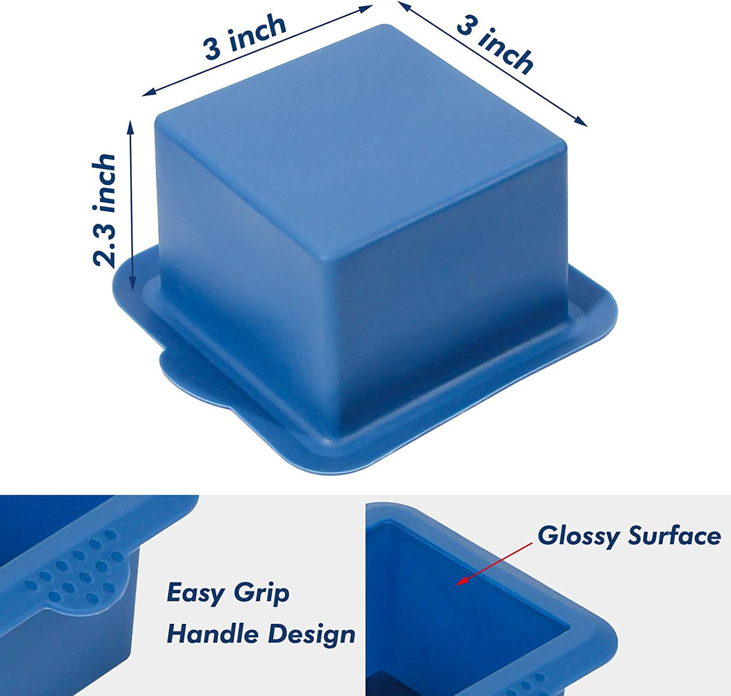Webake Silicone Square Mini Cake Mold 3x3 Inch for Individual Portion Baking Molds (Pack of 4)