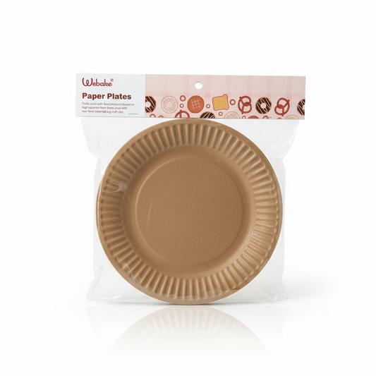 Convenient Disposable Brown Kraft Paper Plates - Unbleached and Uncoated 8.5-inch - 30 Count